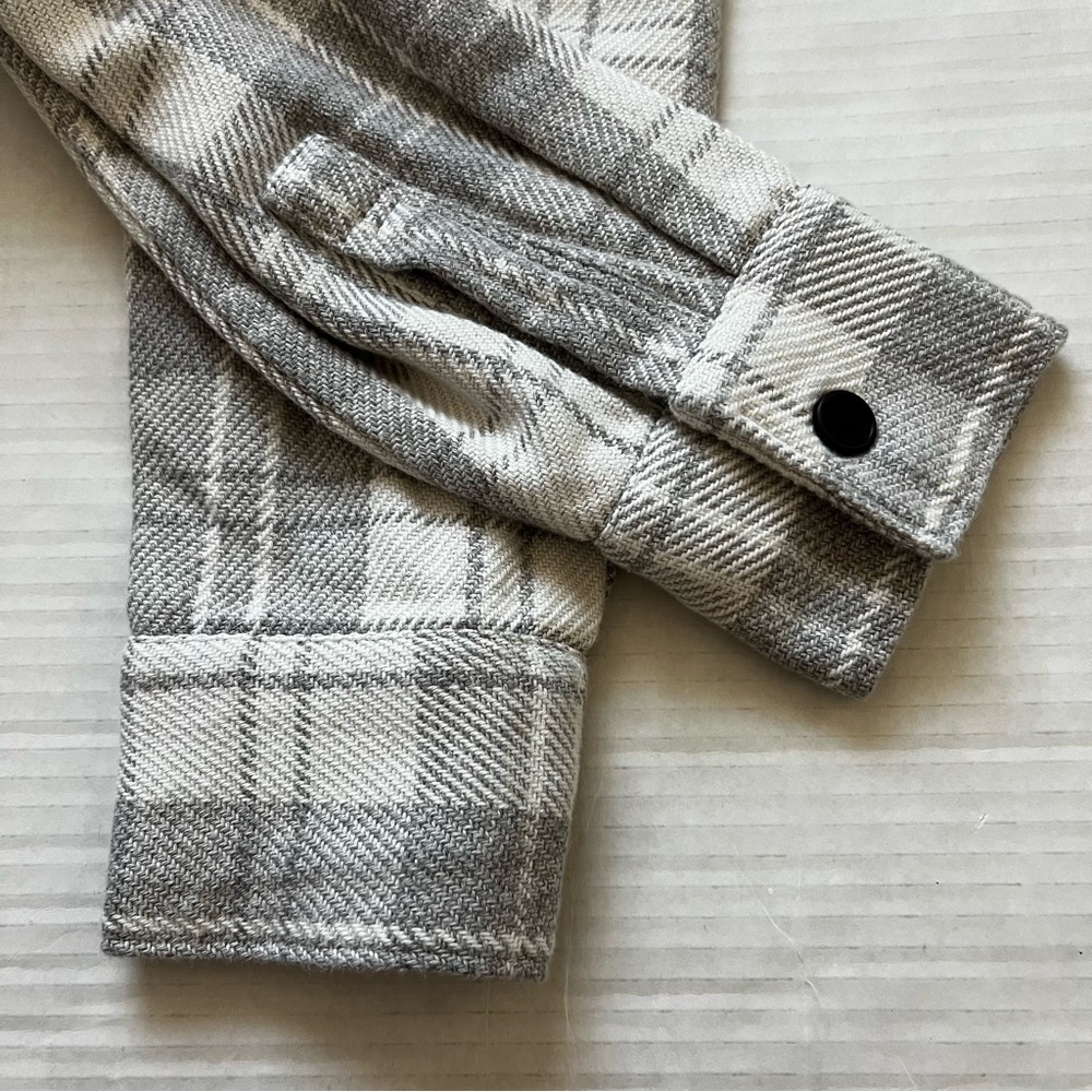 NWT Outerknown Blanket Shirt Dress Organic Cotton Plaid Grey White L - Picture 10 of 16